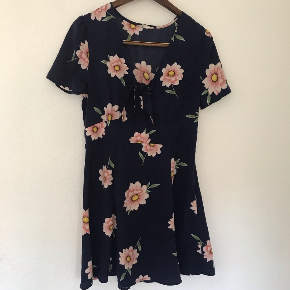 Altar’d State Mini Sun Dress Blue Floral T…